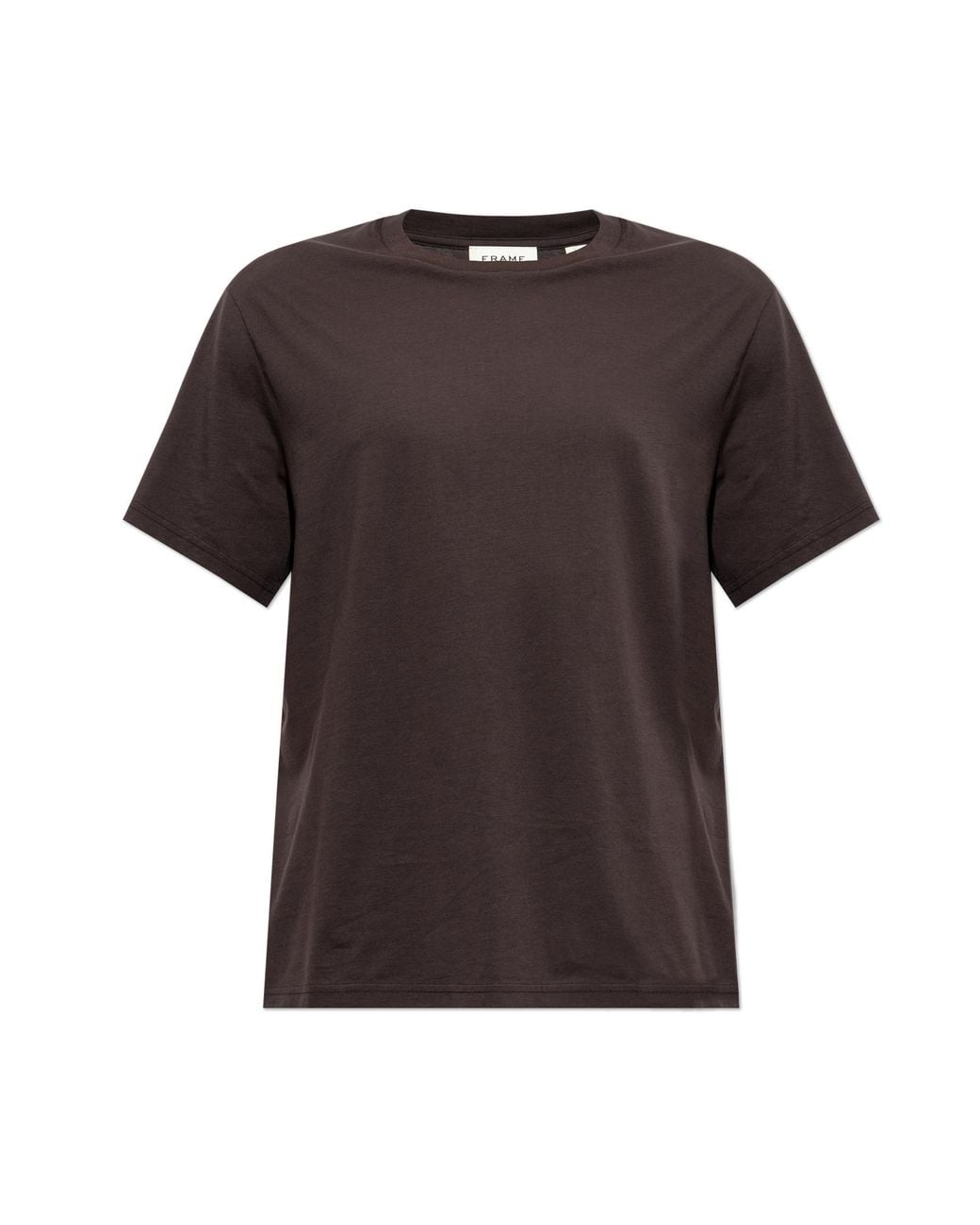 FRAME Brown Cotton T-Shirt With A Crew Neck for men