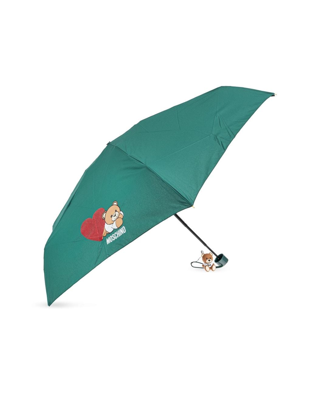 Moschino Green Folding Umbrella With Logo