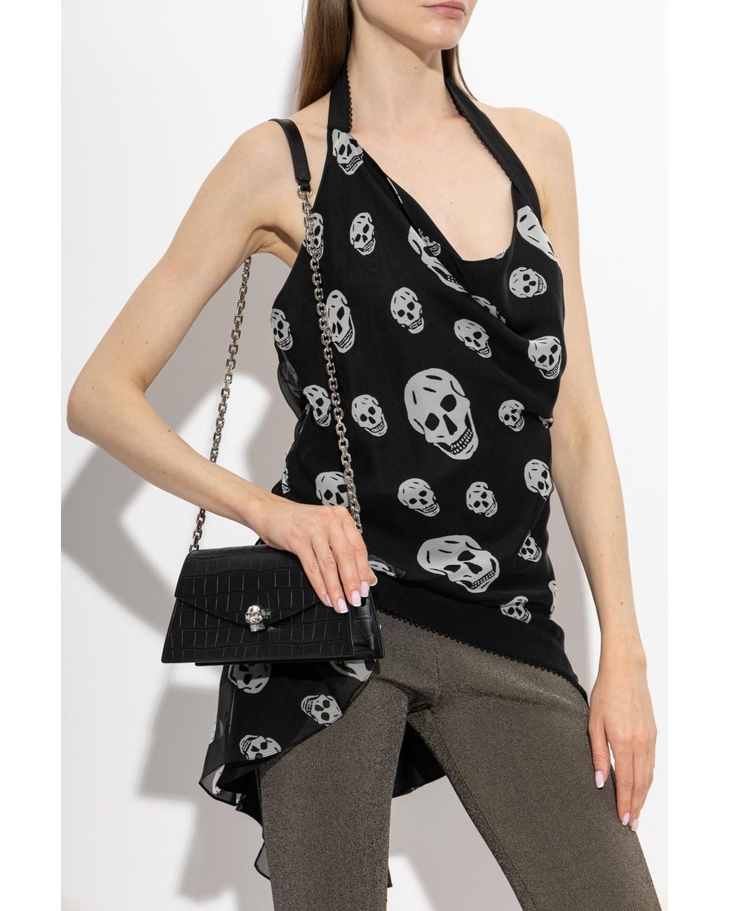McQueen Black 'Skull Mini' Bag