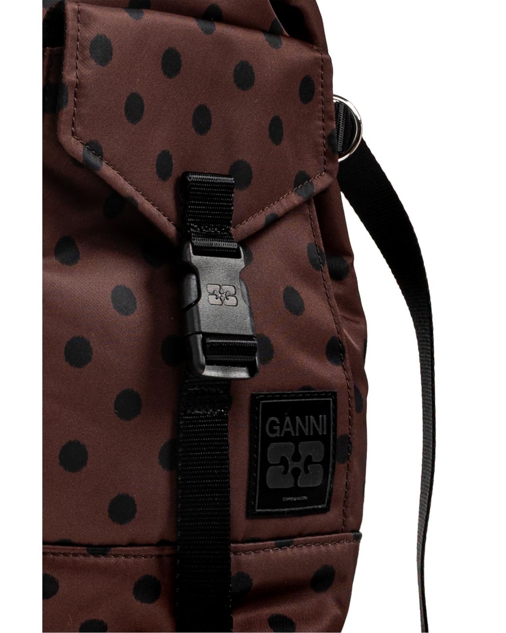 Ganni Brown Backpack With Polka Dot Pattern