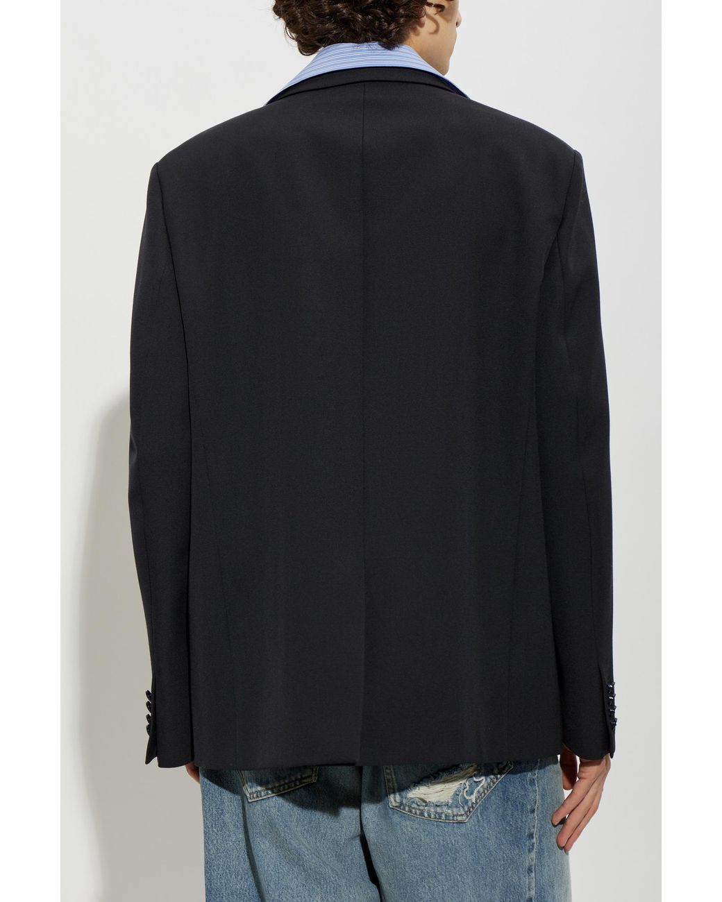 Balenciaga Black Oversized Wool Blazer for men