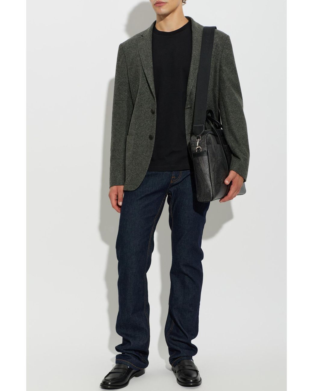 Etro Green Herringbone Pattern Blazer for men