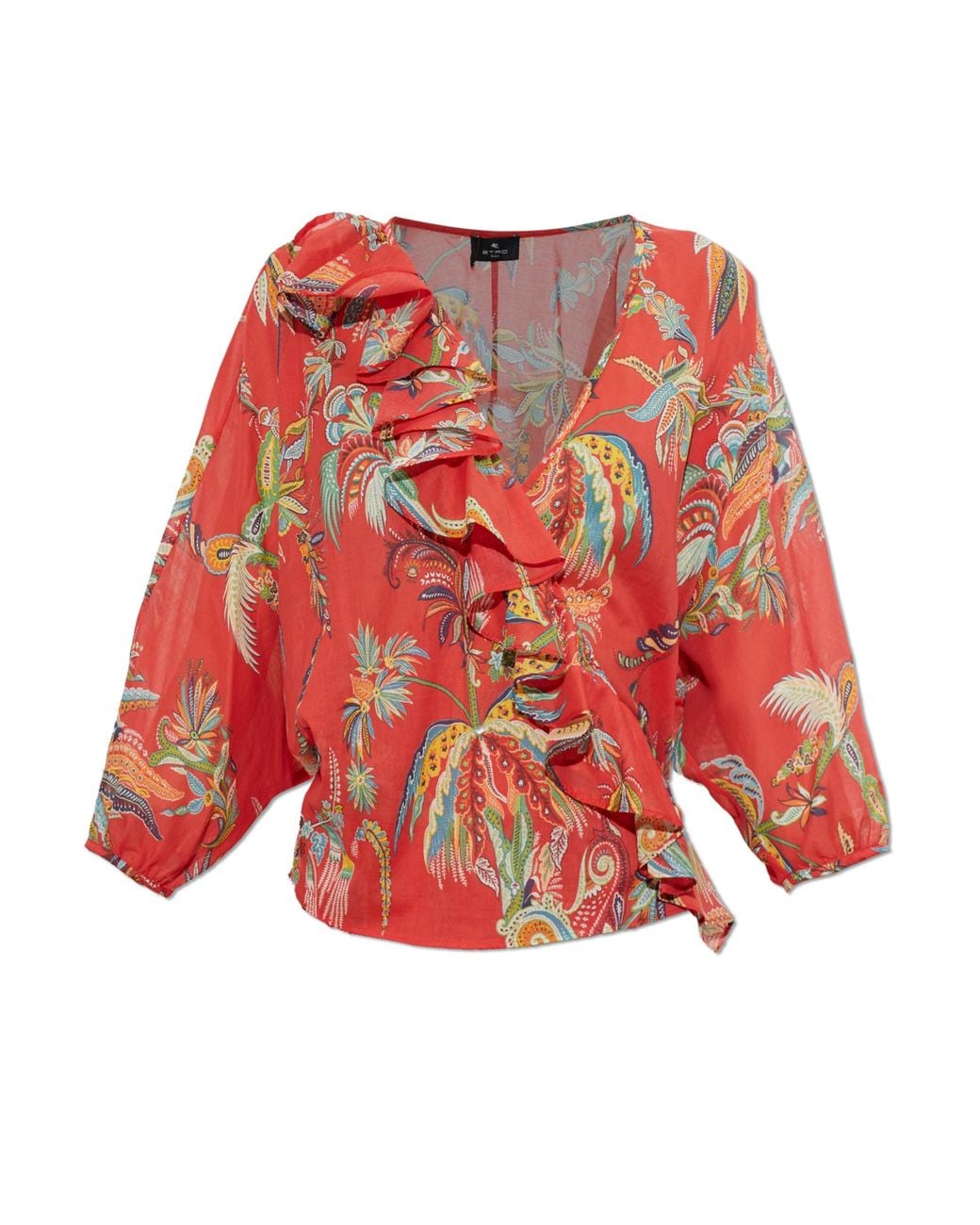 Etro Red Top With A V-Neckline