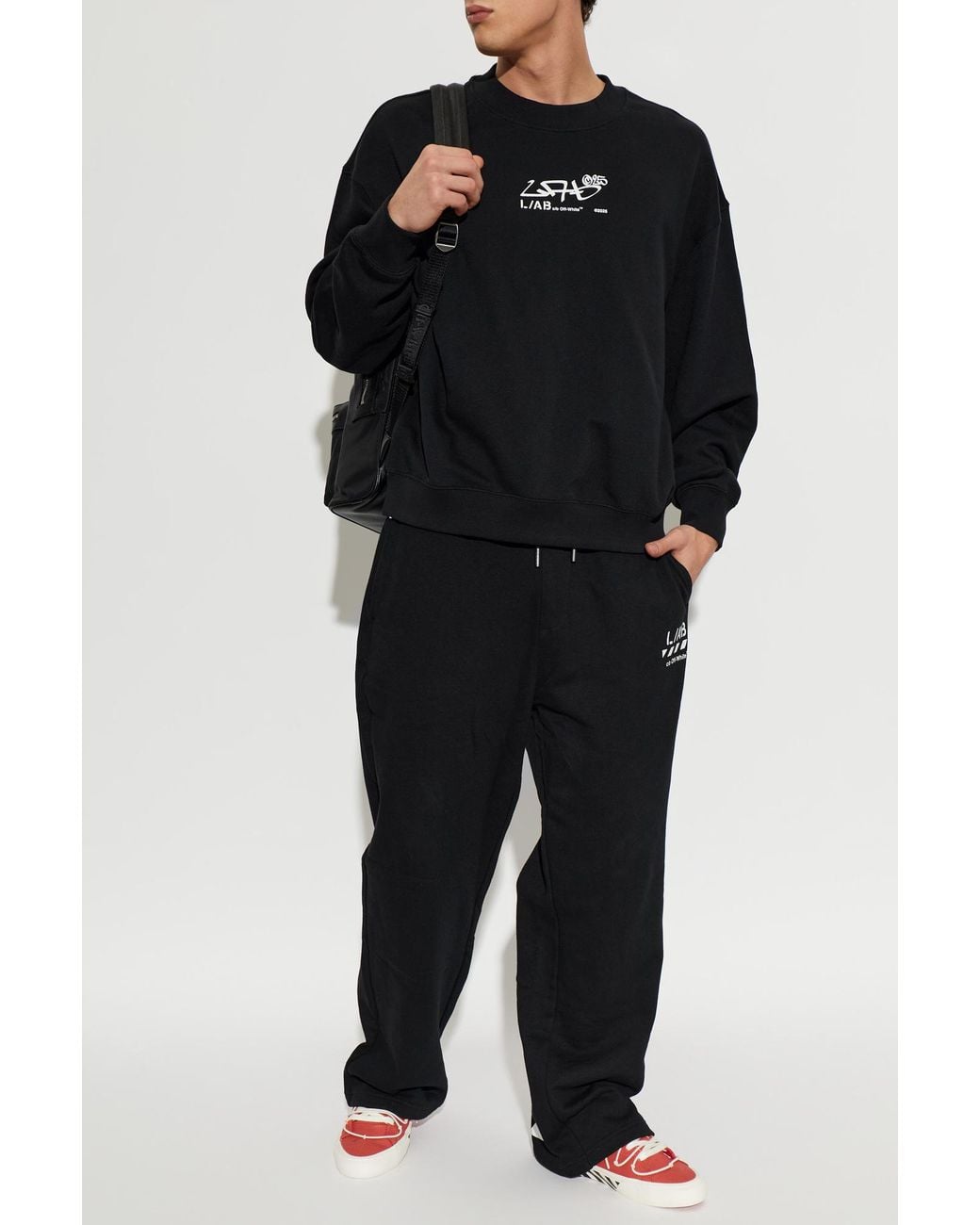 LAB C.O. OFF WHITE Blue Sweatshirt With Printed Logo for men