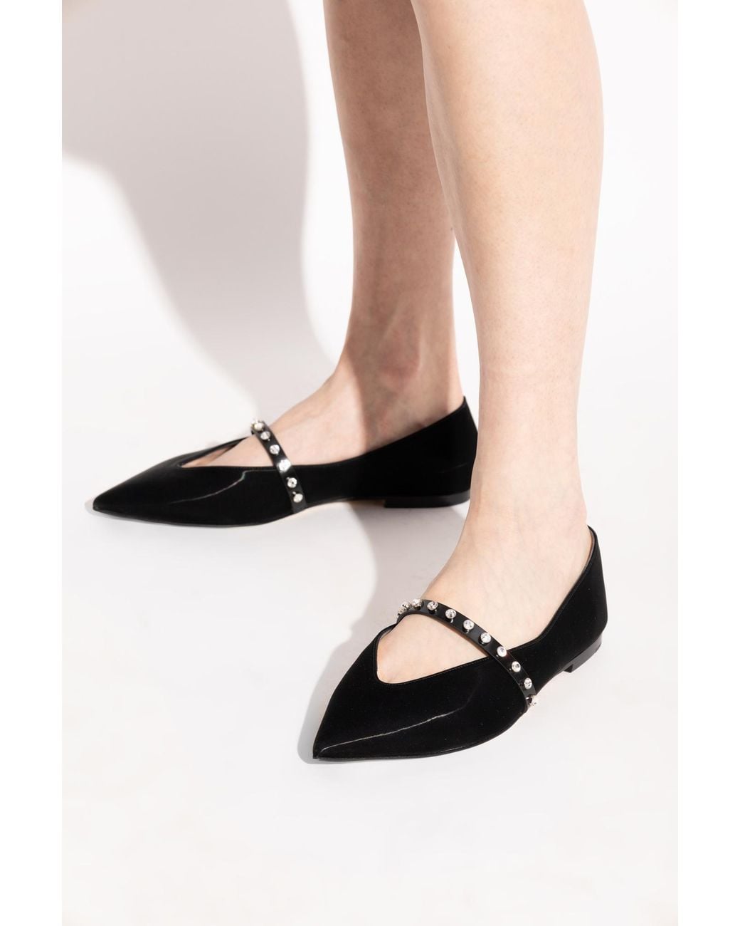 McQueen Black Ballerinas With Shimmering Crystals