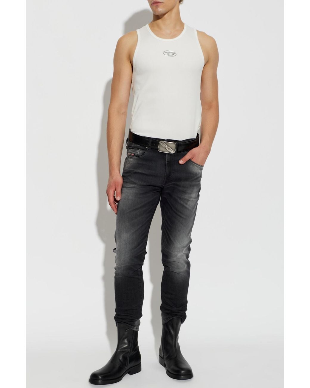 DIESEL White Sleeveless T-Shirt 'T-Lifty-Iod' for men