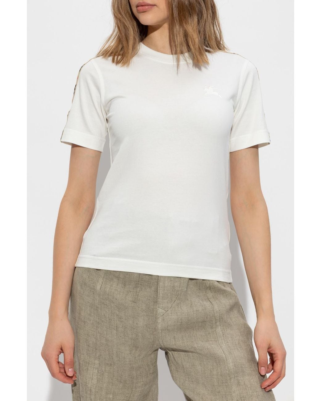 Burberry White T-Shirt With Embroidered Logo