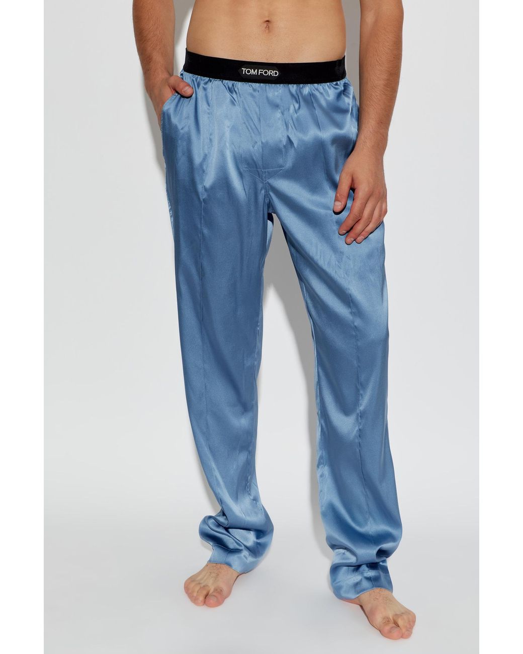 Tom Ford Blue Silk Pajama Bottoms for men