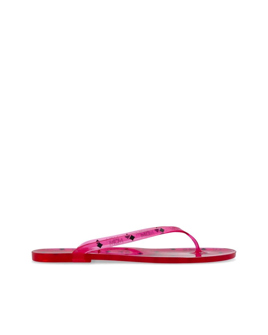 MCM Pink Rubber Flip-Flops With Logo