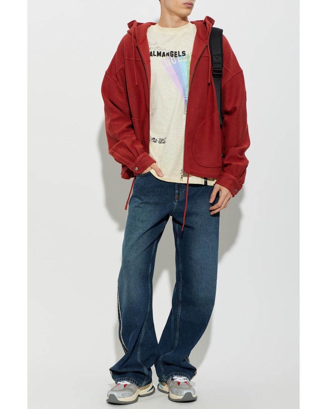 Palm Angels Red Cotton Hoodie for men