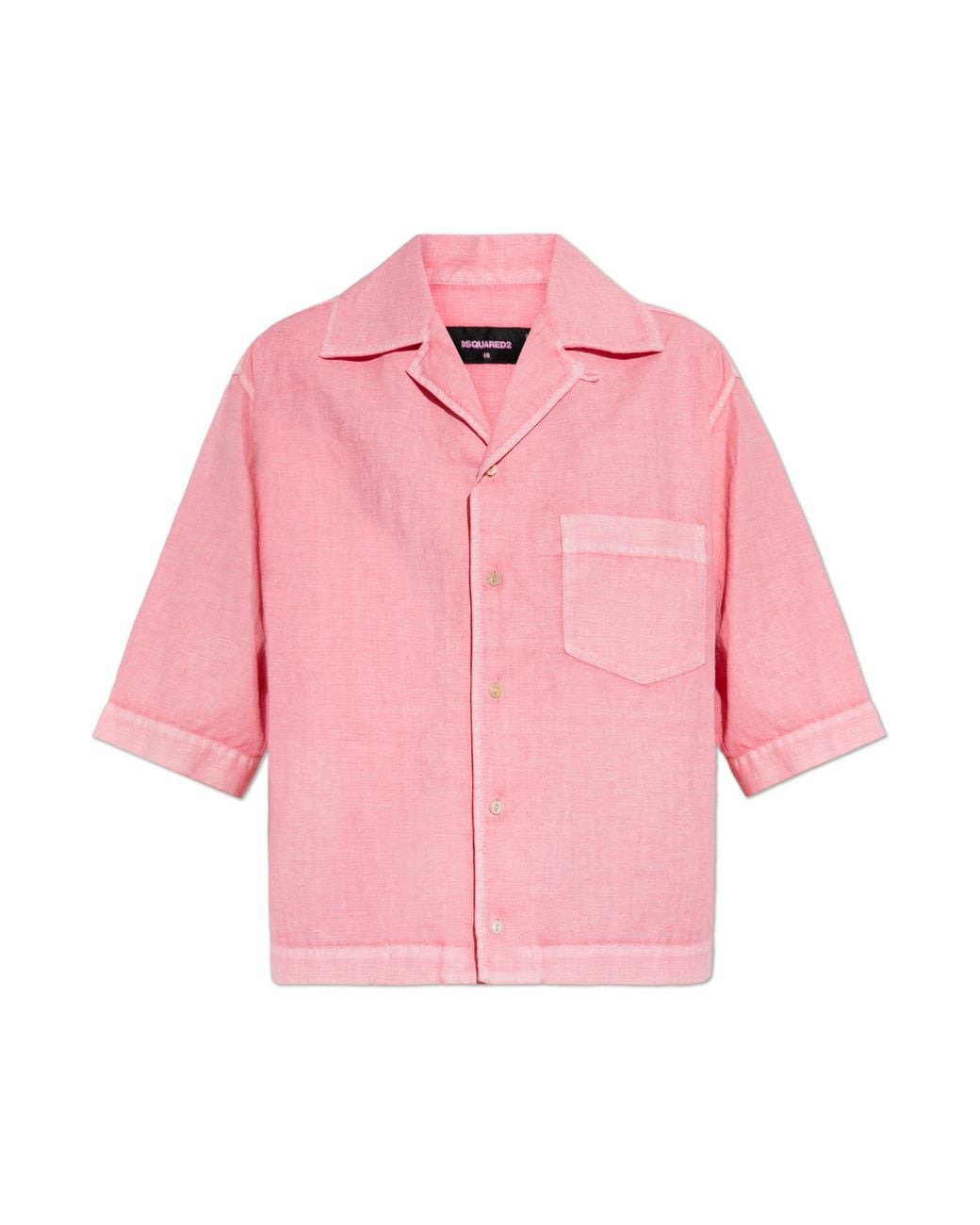 DSquared² Pink Linen Short-Sleeve Shirt