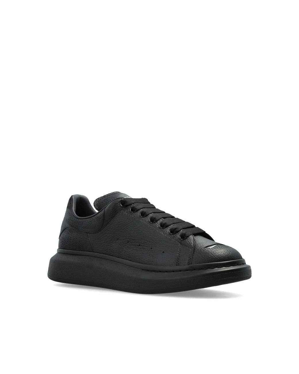 McQueen Black Leather Sports Shoes With Logo for men
