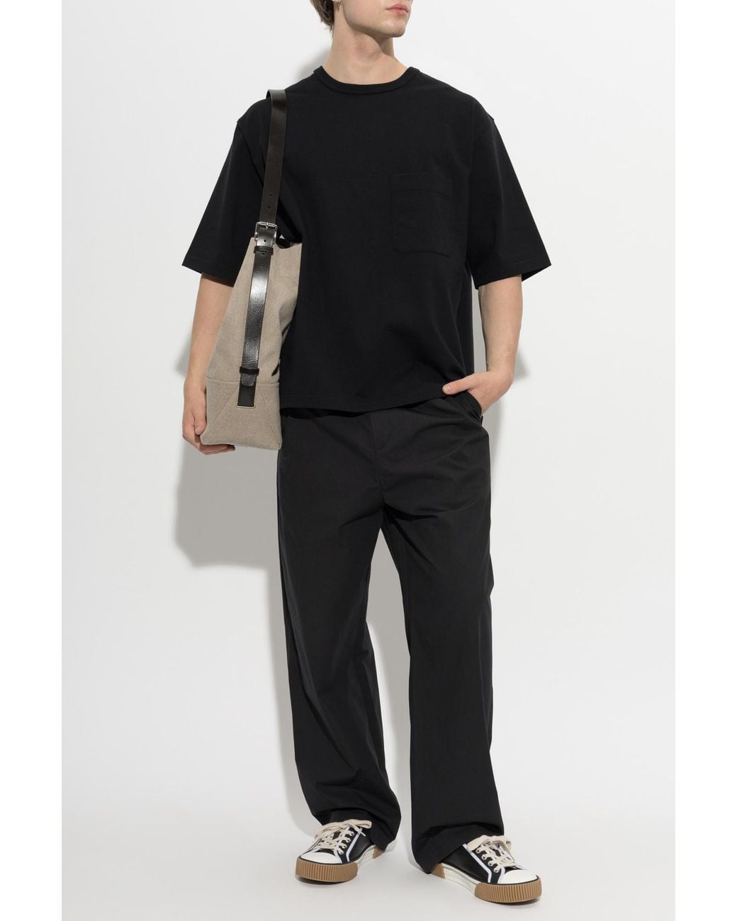 Lemaire Black T-Shirt With Pocket for men