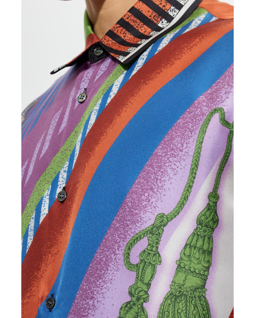 Versace Multicolor Silk Shirt With "Formula 6" Print for men