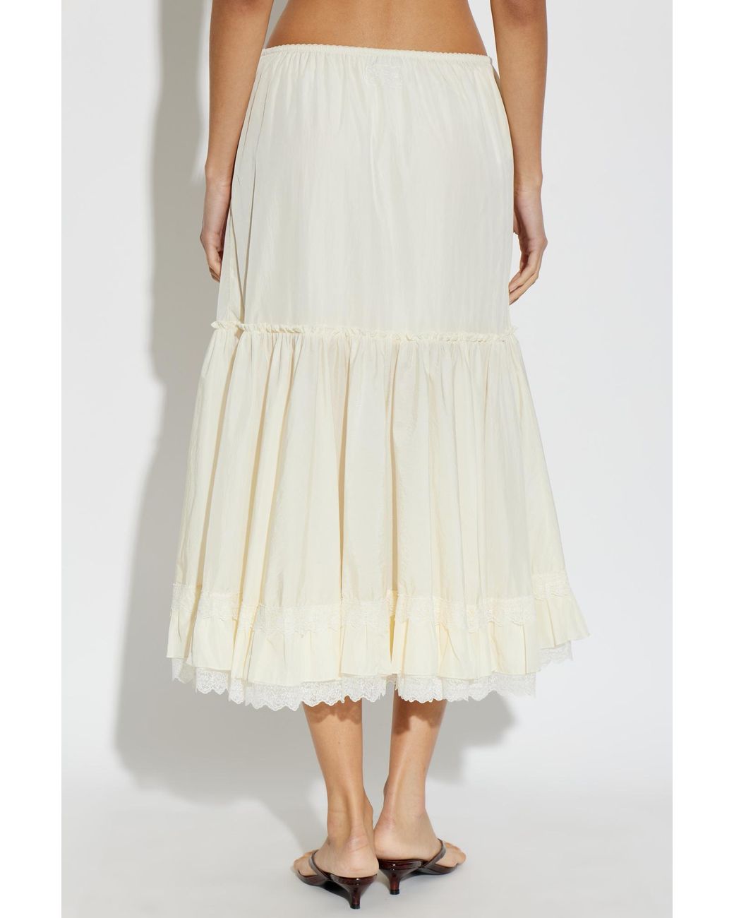 Ganni White Lace Ruffle Skirt