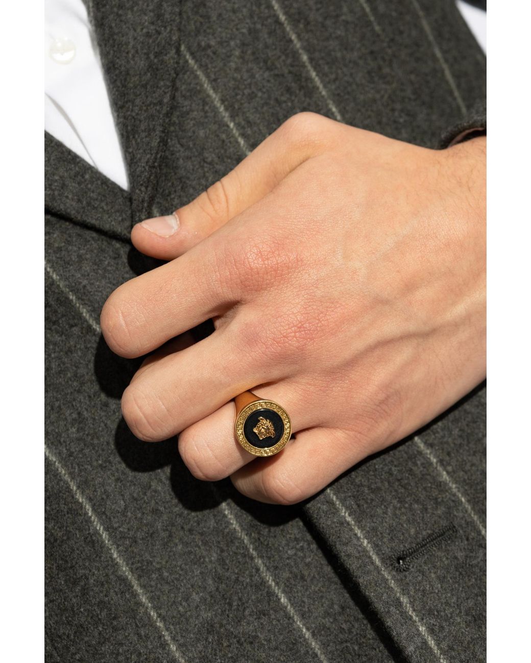 Versace Metallic Ring With Medusa's Head for men