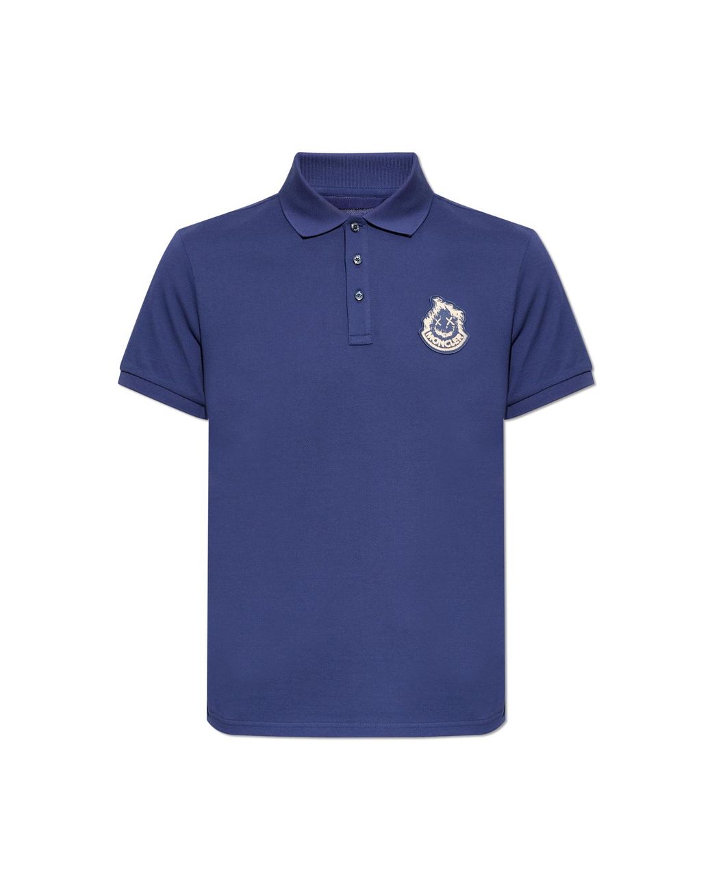 Moncler Blue Polo Shirt With Logo Patch for men