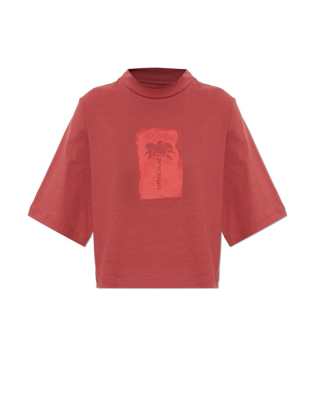 Palm Angels Red Cotton T-Shirt With Print