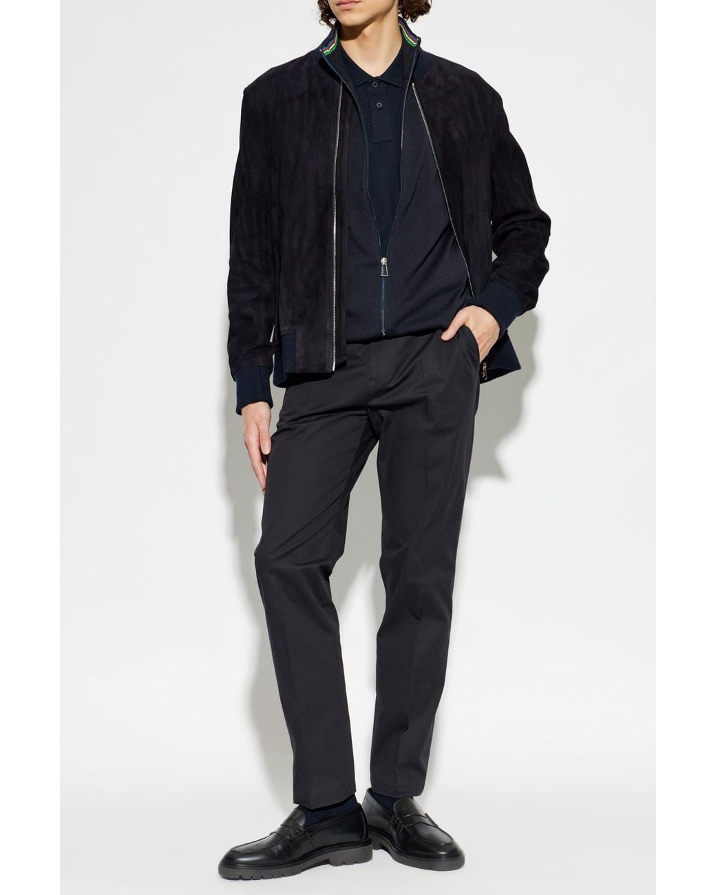 Paul Smith Blue Cardigan With Stand-Up Collar for men
