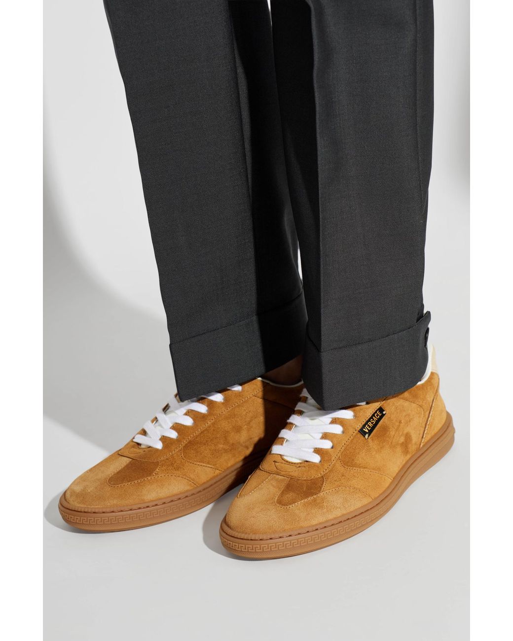 Versace Brown "Greca" Suede Sneakers