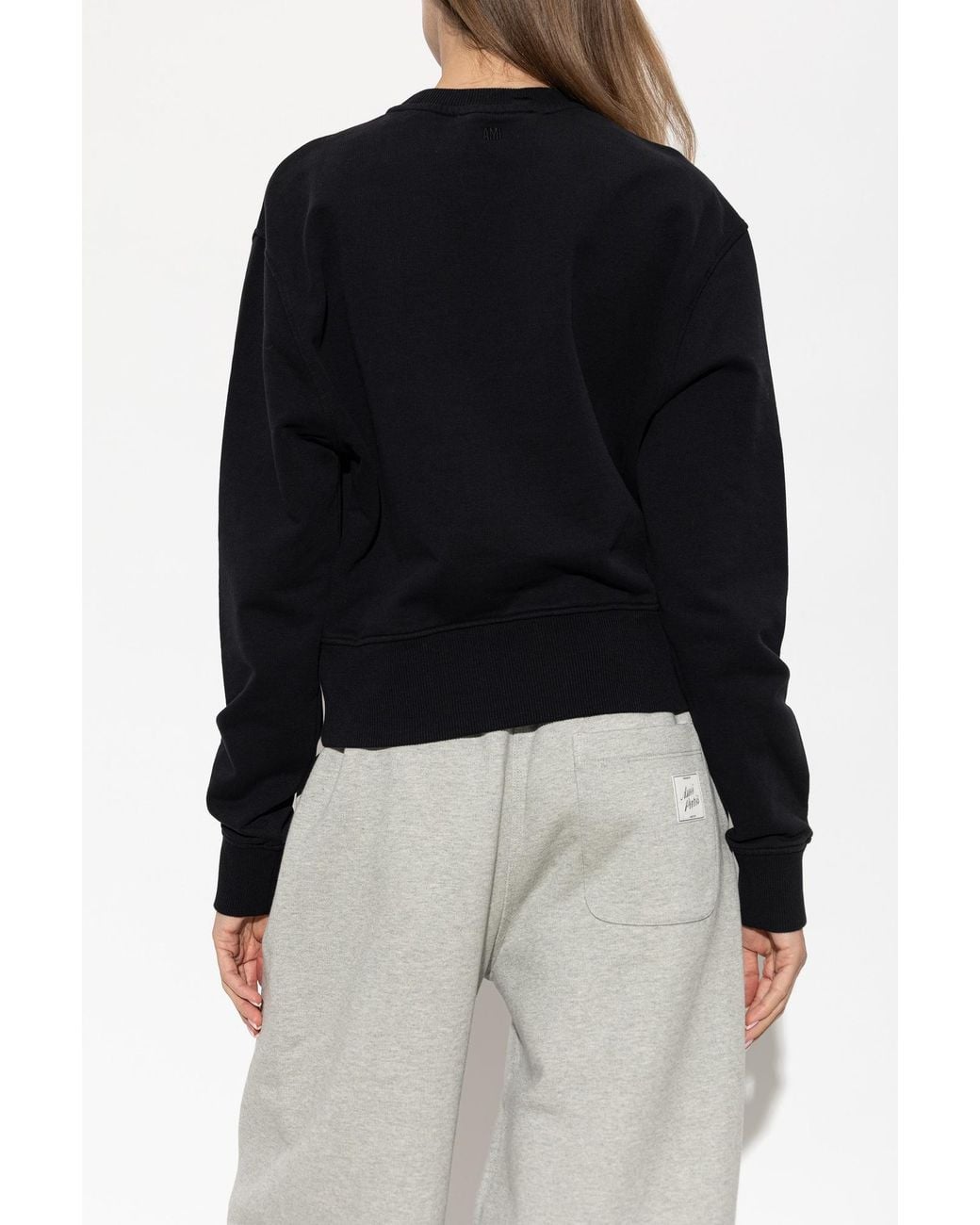 AMI Black Cotton Sweatshirt With Embroidered Logo