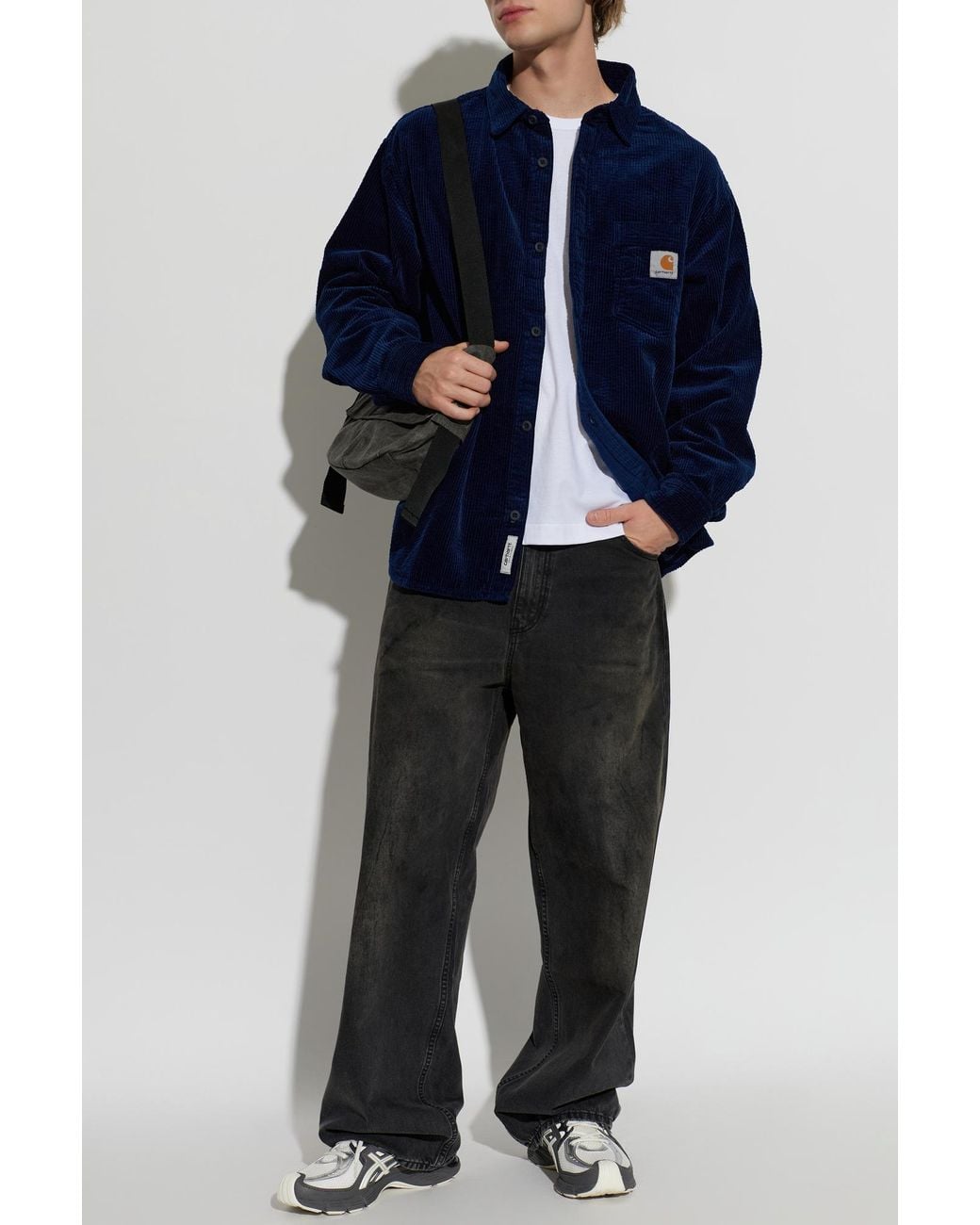 Carhartt Blue Corduroy Shirt 'Loyde' for men