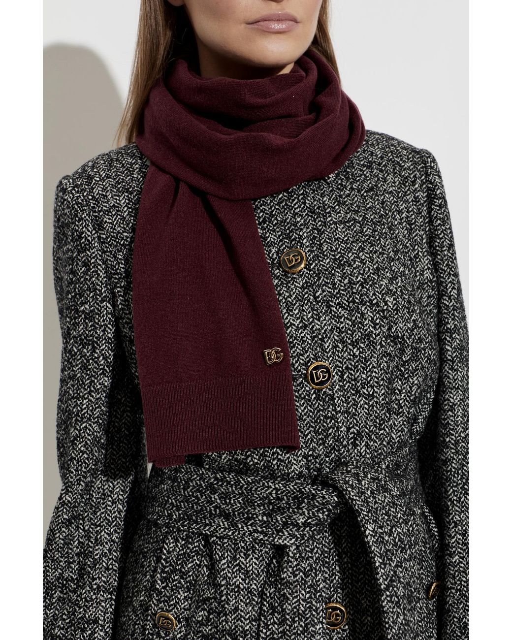 Dolce & Gabbana Purple Cashmere Scarf With Applique
