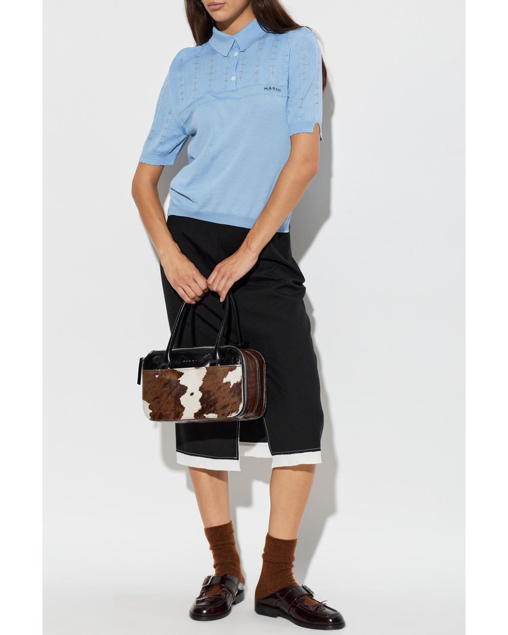 Marni Blue Polo With Logo