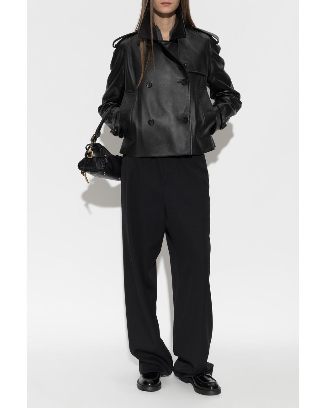 Burberry Black Leather Jacket 'Mayfair'