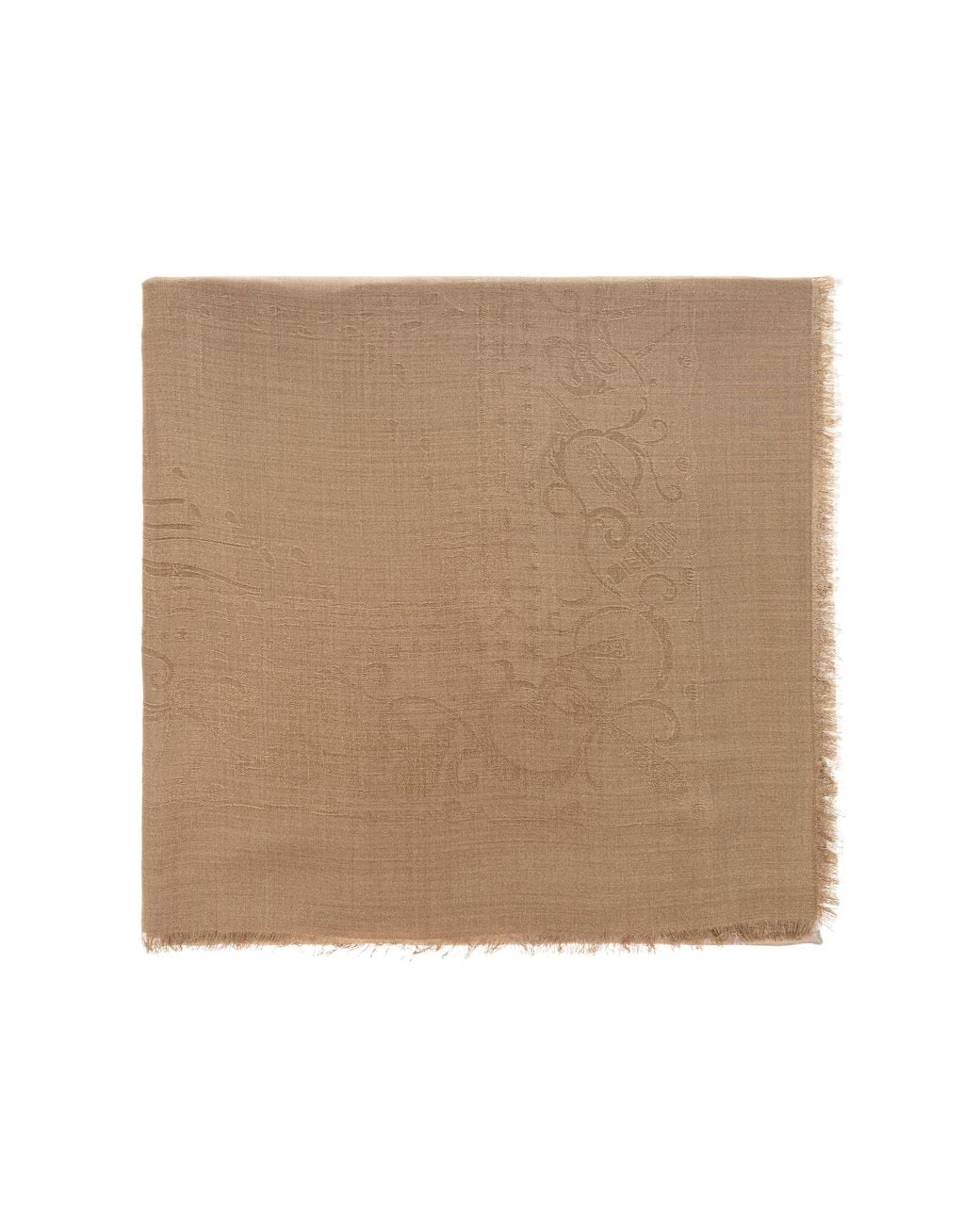 Ferragamo Natural Silk Scarf With Decorative Pattern