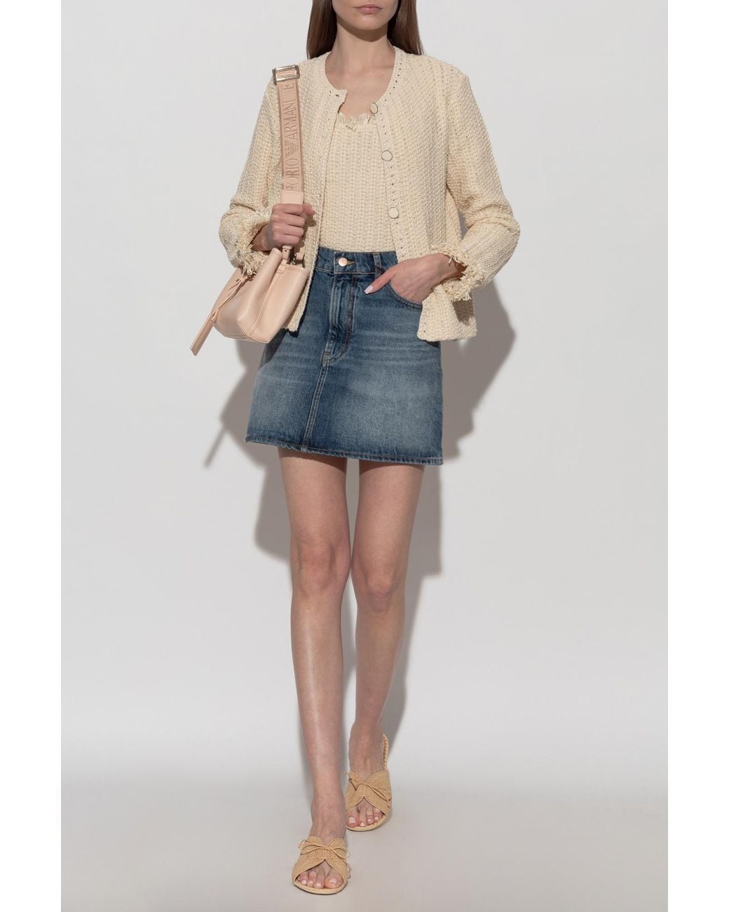 Emporio Armani Natural Top With A Raw-Finished Neckline