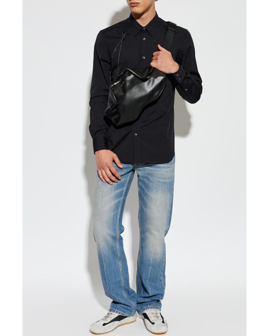 McQueen Blue Shirt With Detachable Chain for men