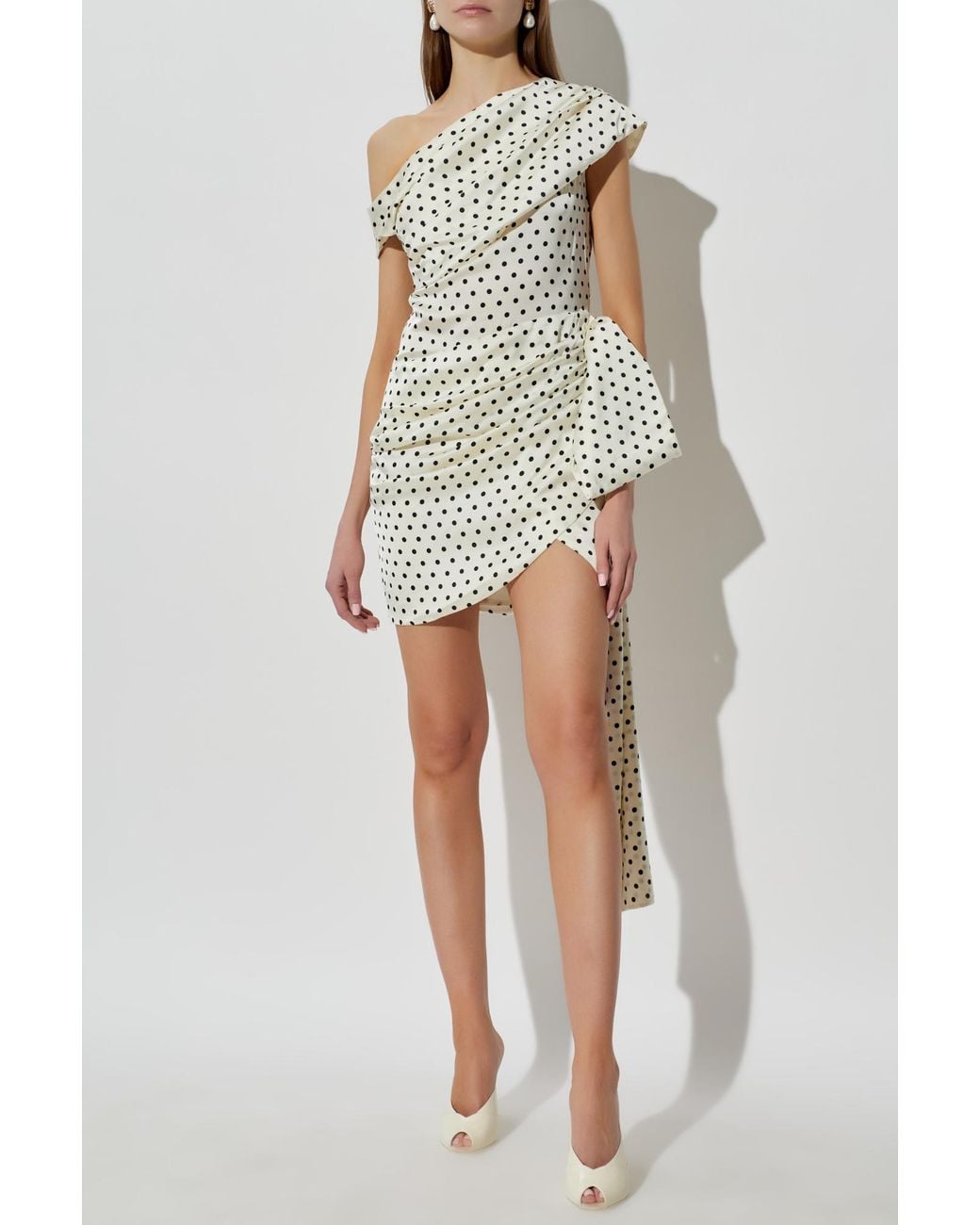 Self-Portrait White Dress With Polka Dot Pattern
