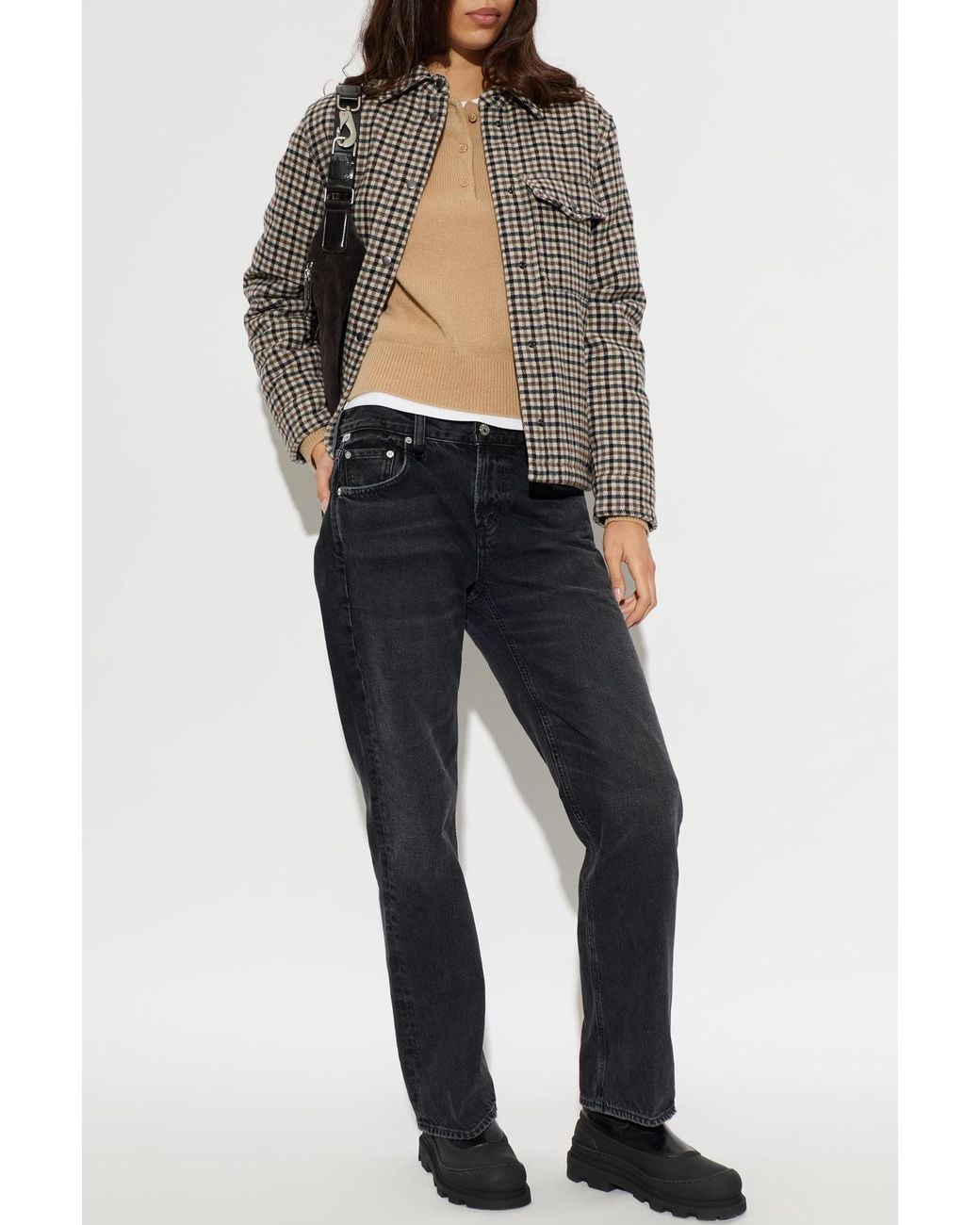 Woolrich Gray Check Down Jacket