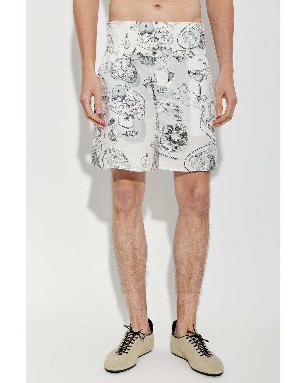 Jacquemus White Patterned Shorts for men