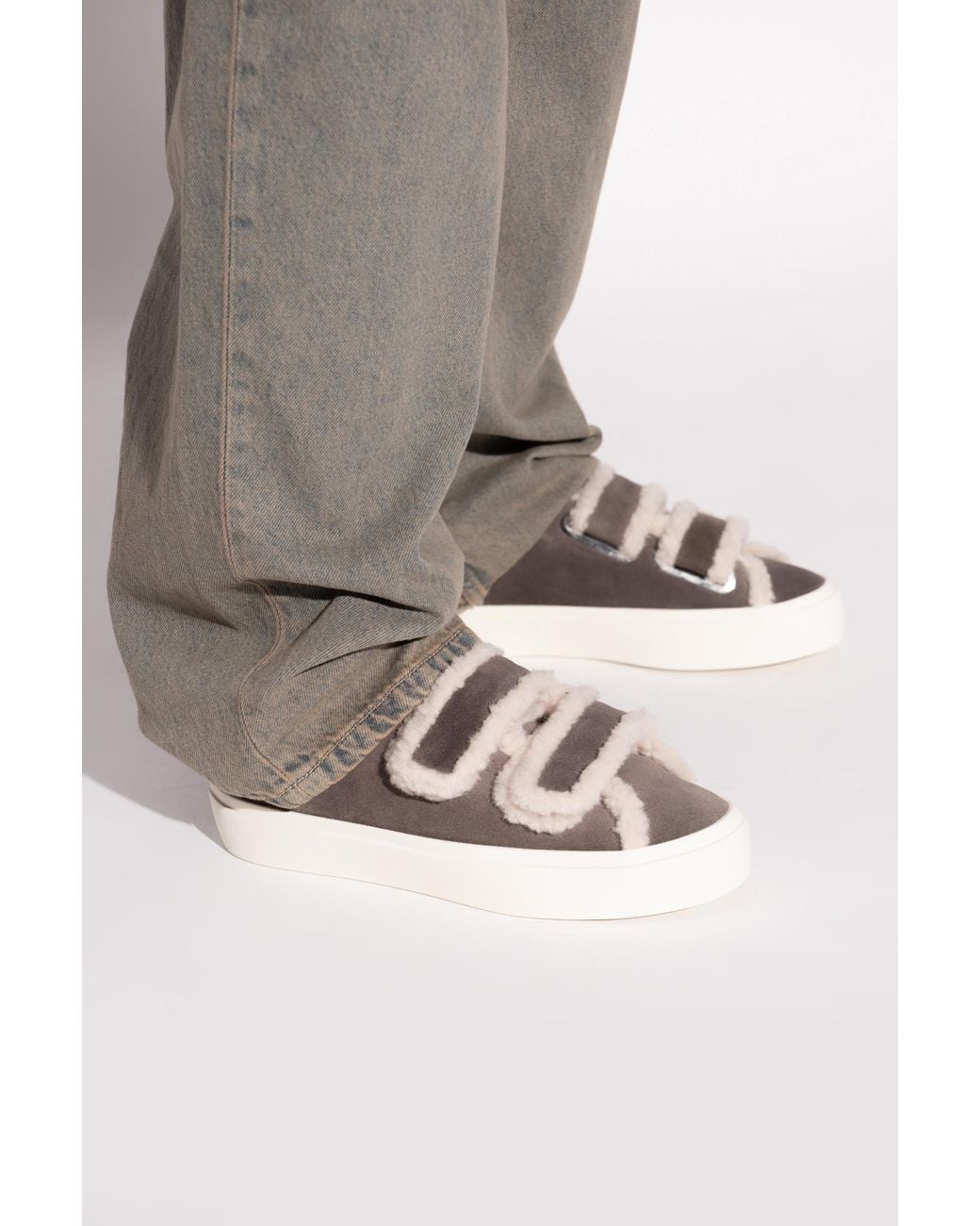 Inuikii Gray "Shearling Low Velcro" Shoes