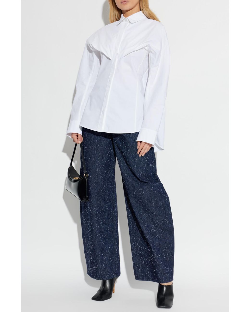 Jacquemus White Shirt With Decorative Pleats
