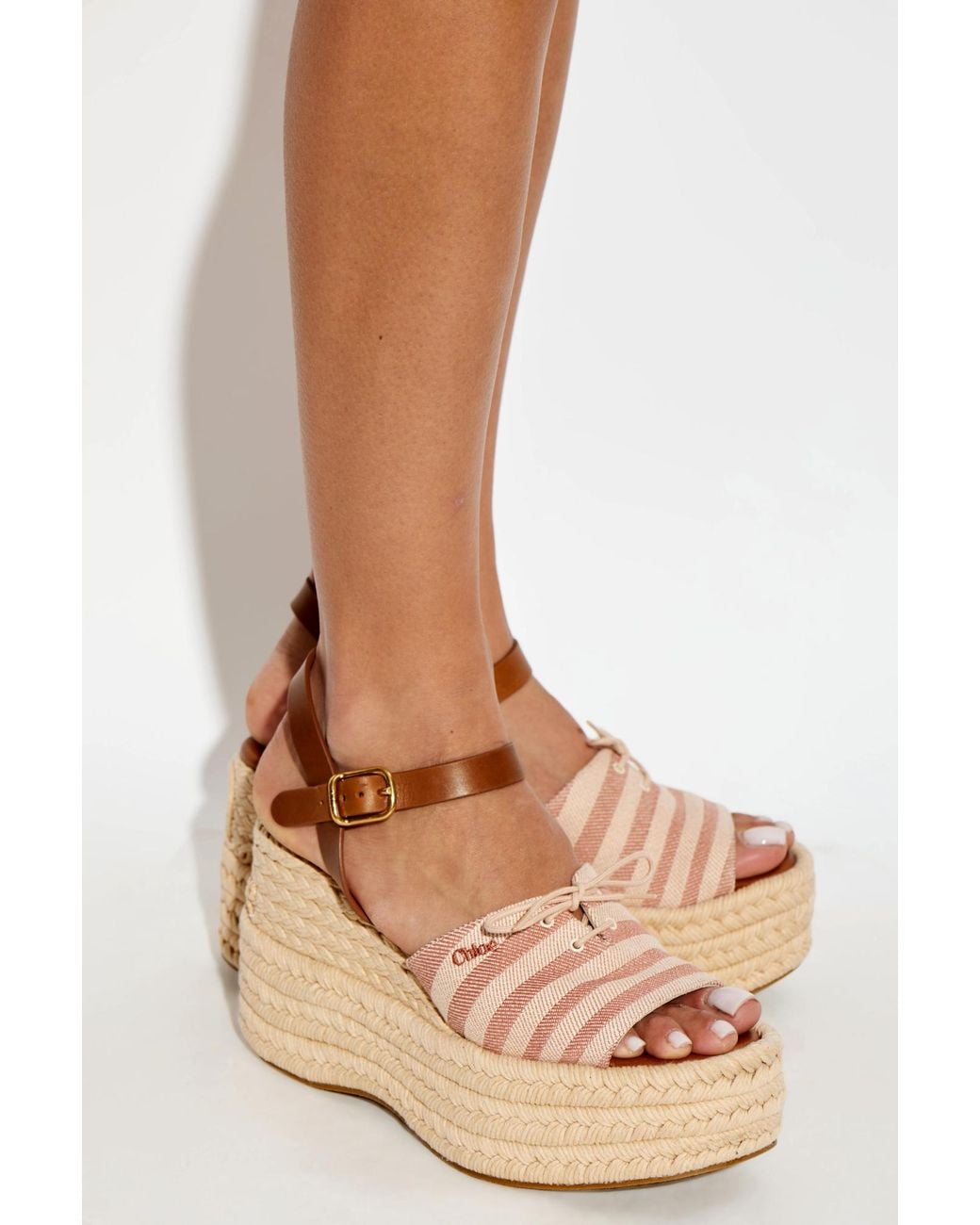 Chloé Natural Wedge Sandals "Isla"