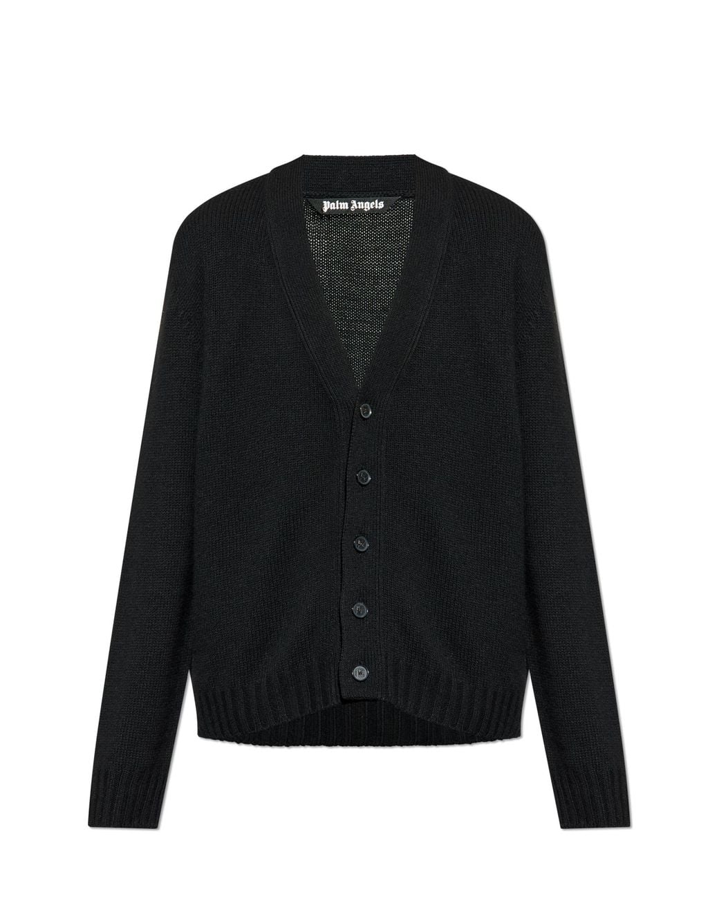 Palm Angels Black V-Neck Cardigan for men