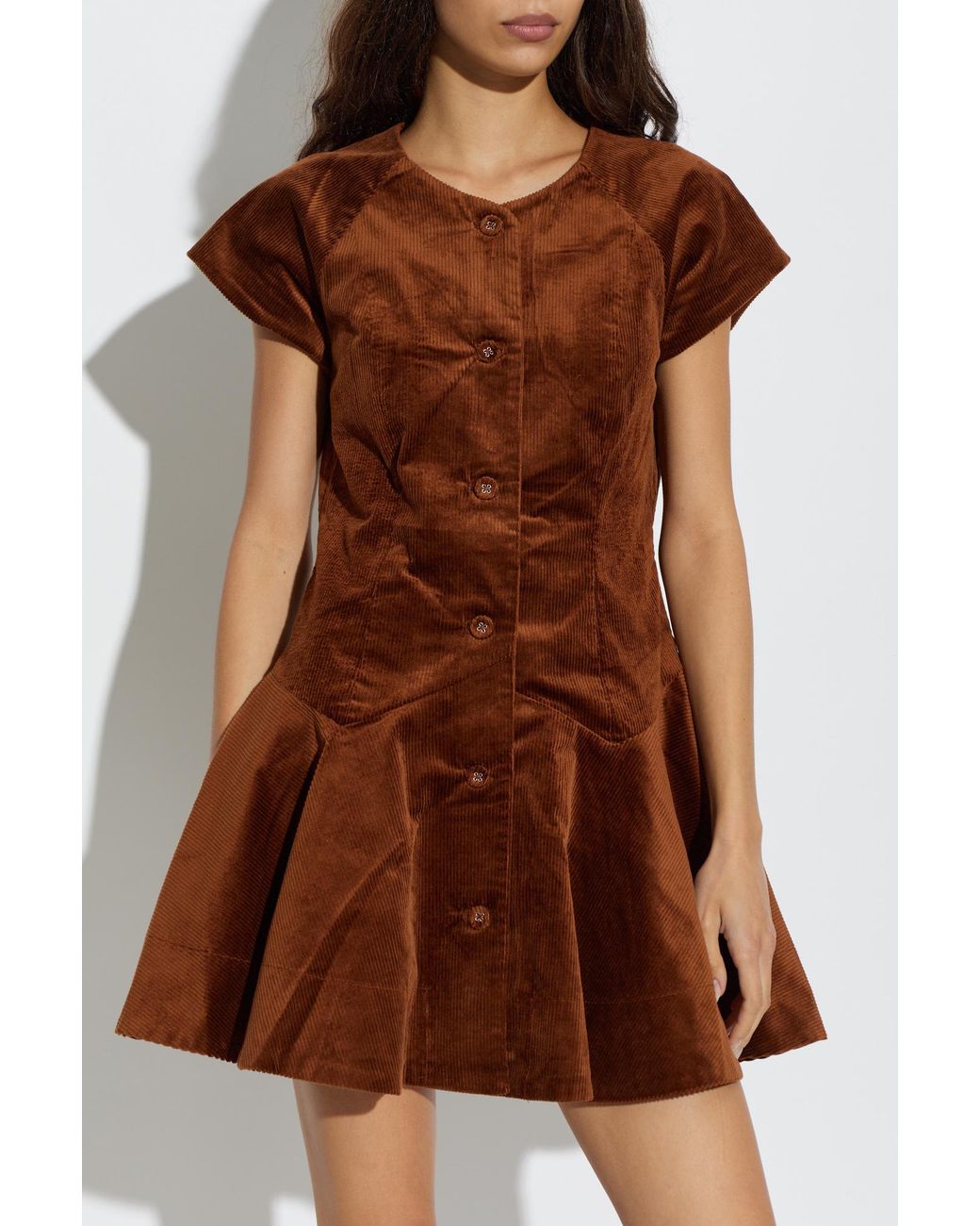 Ganni Brown Corduroy Dress