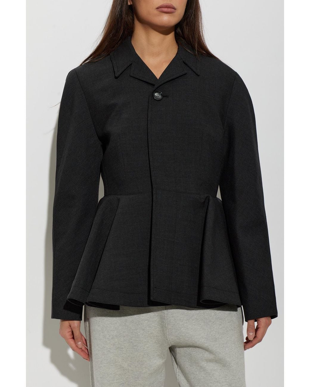 AMI Black Wool Jacket With Open Lapels