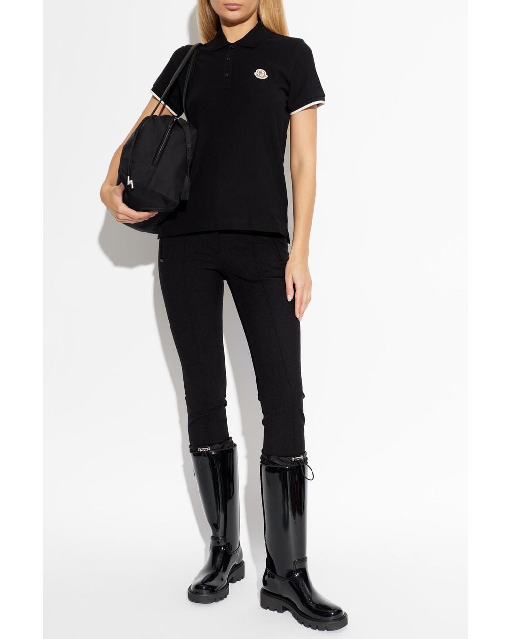 Moncler Black Polo With Logo