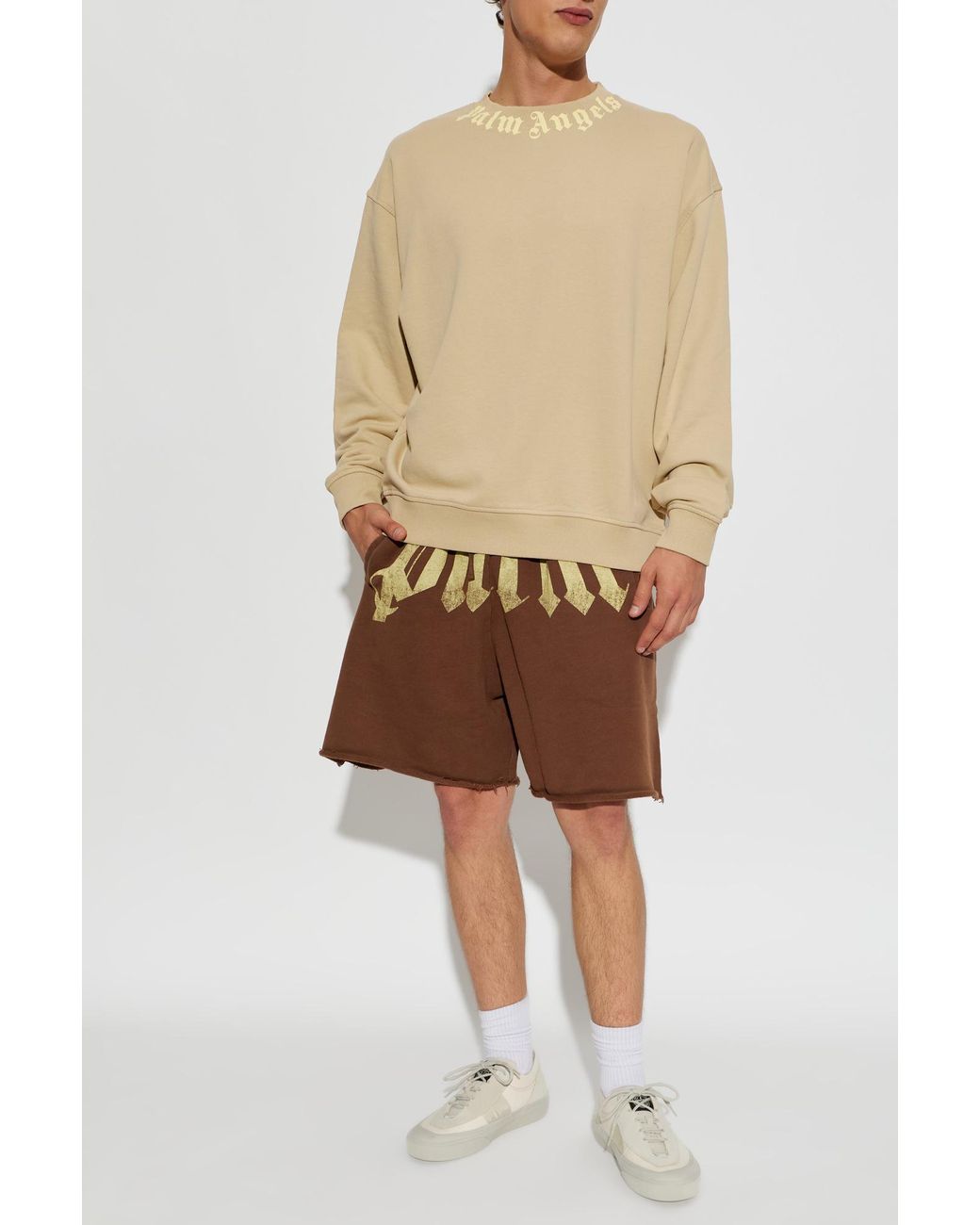 Palm Angels Natural Sweatshirt With Logo for men