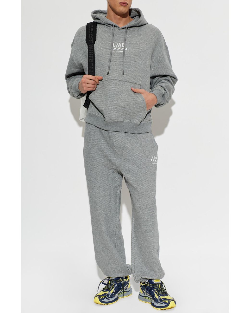 LAB C.O. OFF WHITE Gray Hoodie With Hood for men