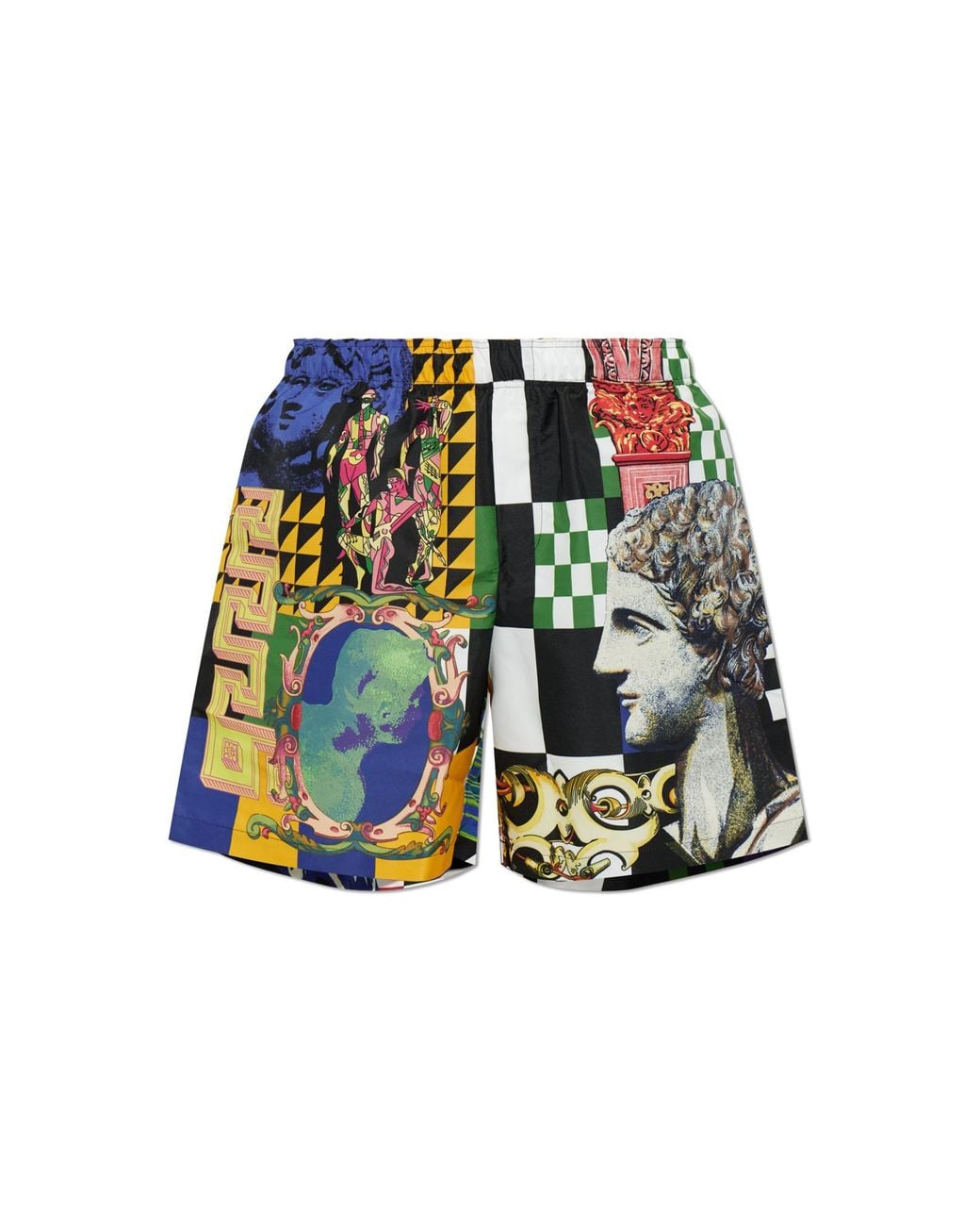 Versace Blue Swim Shorts With "Medusa Collage" Print for men