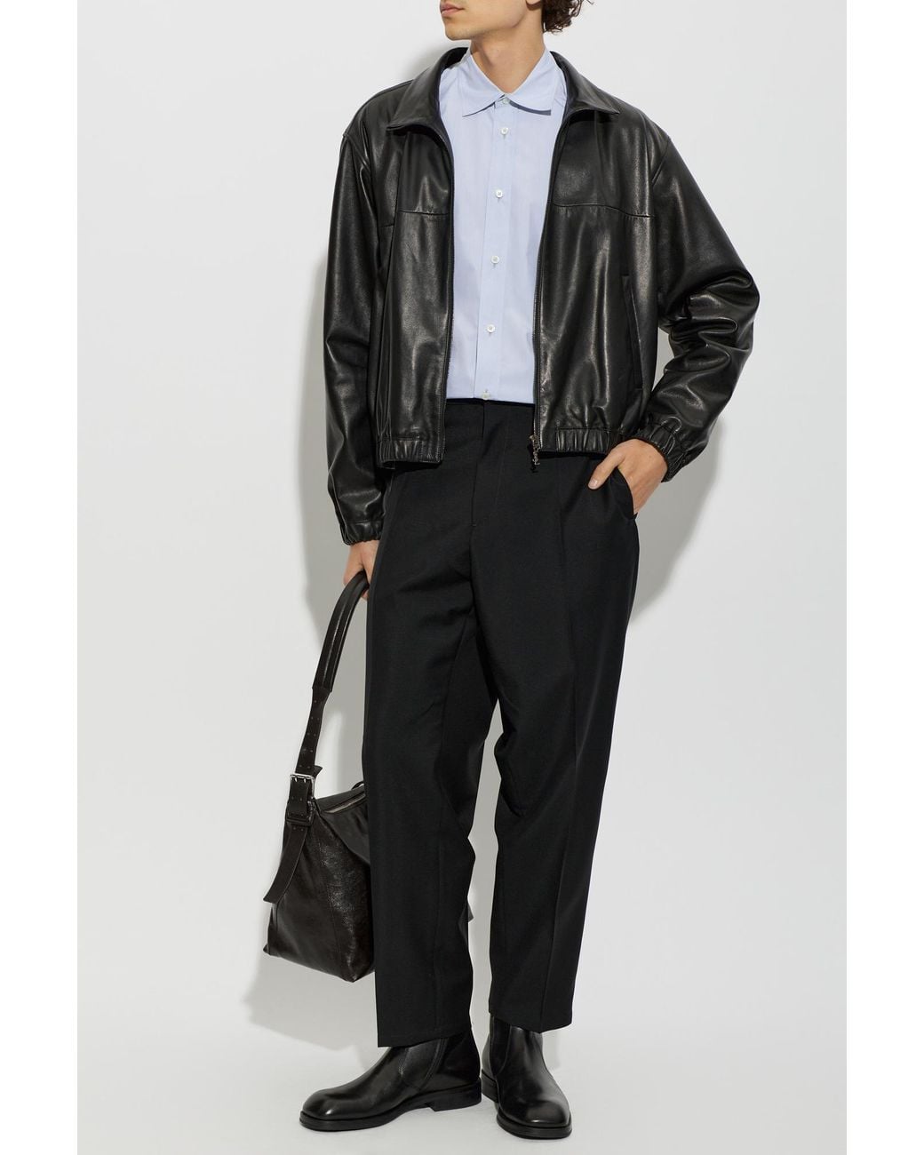 Jil Sander Black Wool Canvas Trousers for men