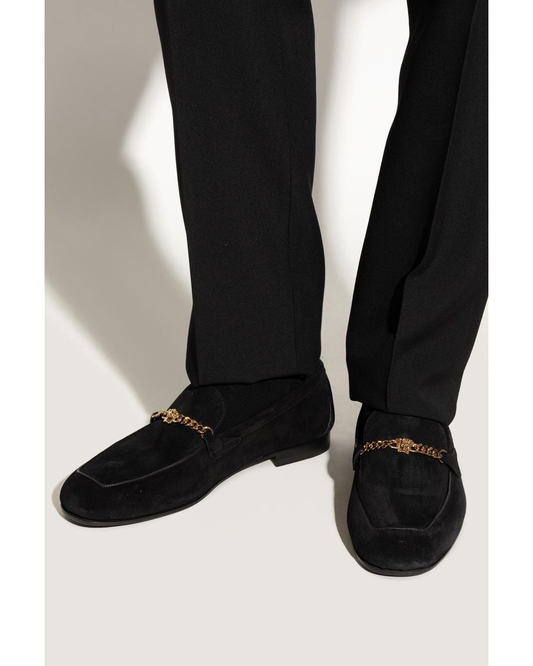 Versace Black Suede Shoes Type 'Loafers' for men