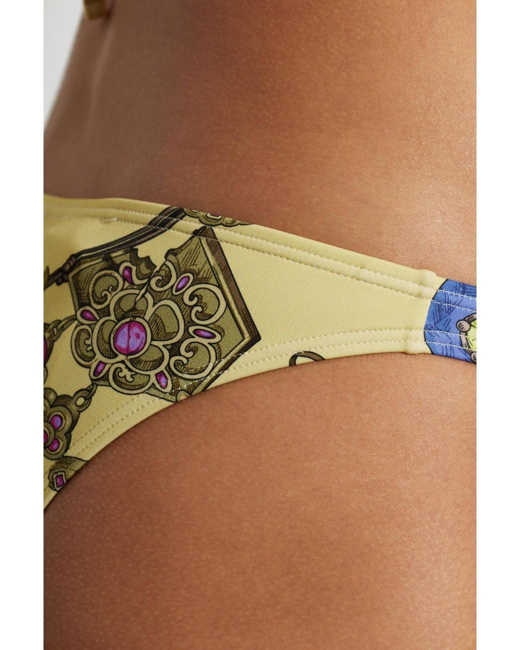Versace Yellow Bottoms Of Swimsuit With "Broken Jewels" Print