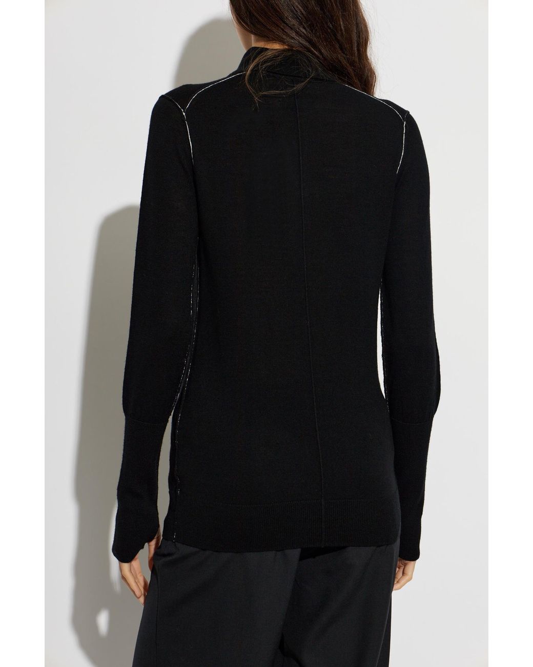 AllSaints Black Wool Polo Shirt 'Martel'