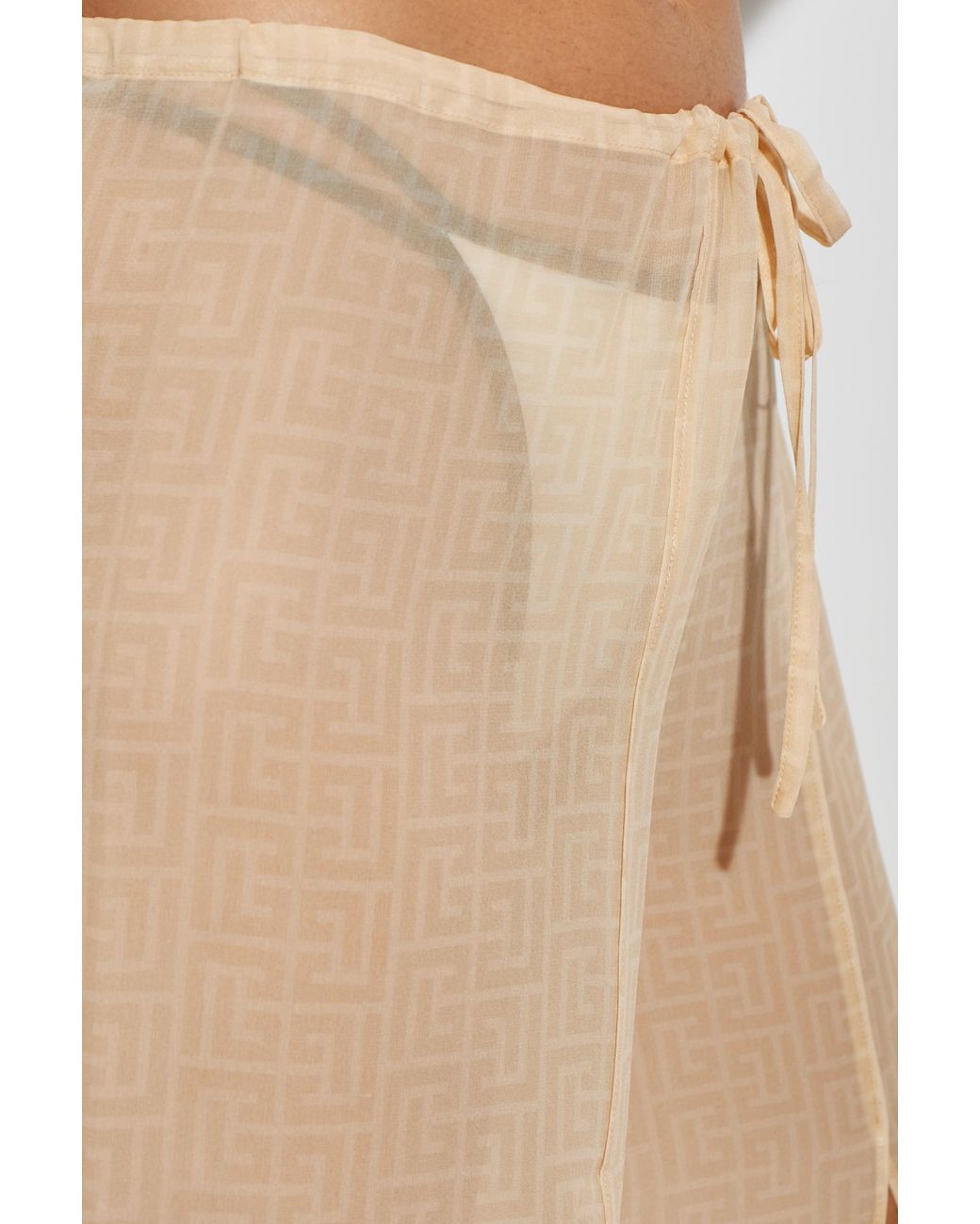 Balmain Natural Silk Beach Trousers With Monogram